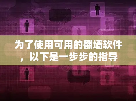 为了使用可用的翻墙软件，以下是一步步的指导