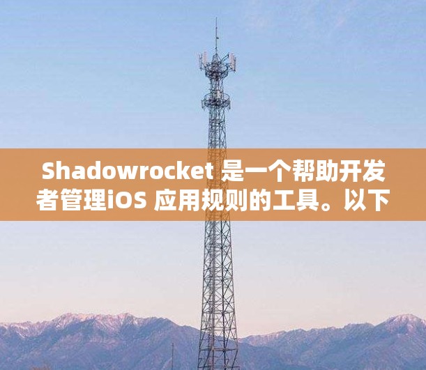 Shadowrocket 是一个帮助开发者管理iOS 应用规则的工具。以下是按照 Shadowrocket iOS 规则设置的步骤和建议